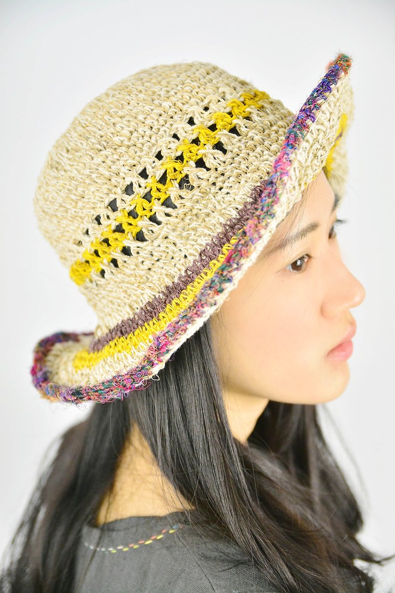 Spring tree hand-woven cotton + yarn Lisi dome _ fair trade - Hats & Caps - Plants & Flowers Multicolor