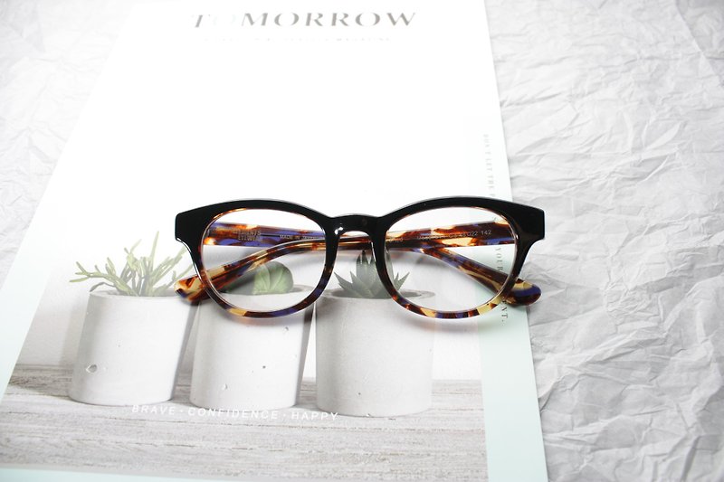 ブラックブラウンストライプカラーボストン眼鏡日本製メガネフレーム老眼鏡 - 眼鏡・フレーム - その他の素材 ブラウン