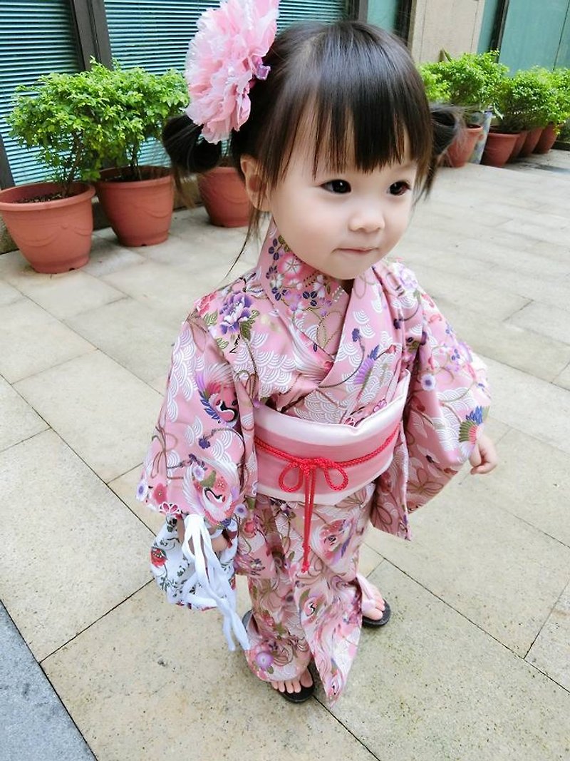 Angel Nina hand-made kimono Japanese style and wind flower crane model adult party birthday cosplay - อื่นๆ - ผ้าฝ้าย/ผ้าลินิน สึชมพู