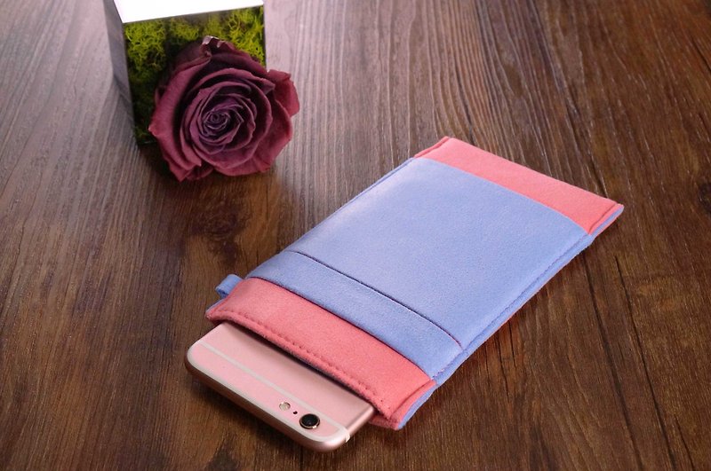 OM【GOLDEN PINK X TRANQUIL BLUE 】ONOR CLEANING-FIBER CELL PHONE POUCH - เคส/ซองมือถือ - เส้นใยสังเคราะห์ สึชมพู