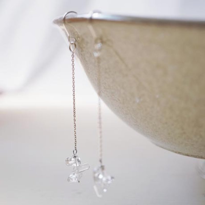 Natural Gemstone white crystal sterling silver earrings - Earrings & Clip-ons - Crystal Transparent