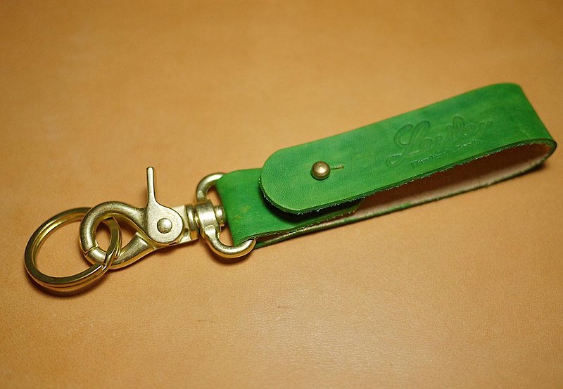 皮革鑰匙圈 碧潭綠 - 鑰匙圈/鎖匙扣 - 真皮 綠色