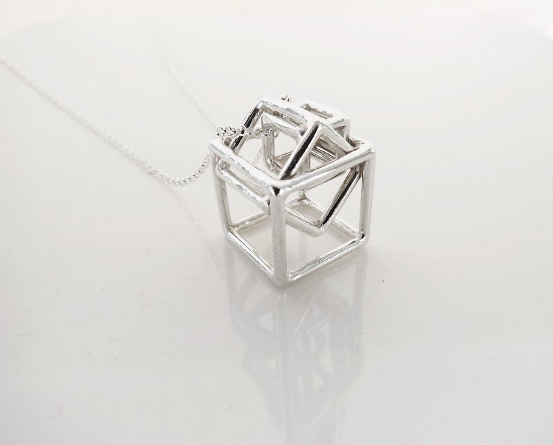 Turn Geometry series (925 sterling silver necklace) - C percent handmade jewelry - สร้อยคอ - เงินแท้ สีเงิน