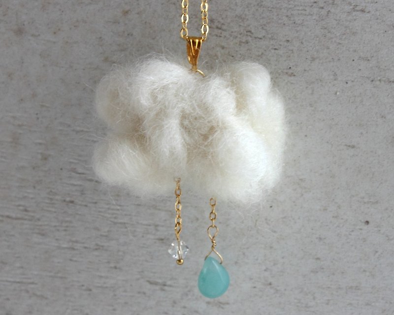 Baiyun Tianhe Stone Raindrop Necklace - Necklaces - Wool White