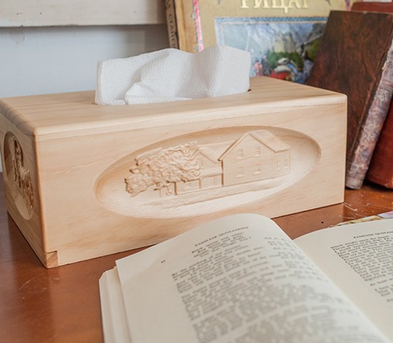 [home good] wooden carton - ของวางตกแต่ง - ไม้ สีกากี