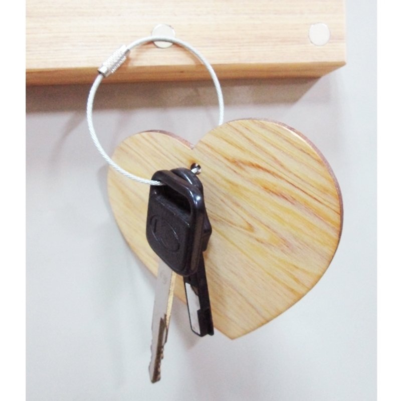 原木心鋼索鑰匙圈 - 鑰匙圈/鎖匙扣 - 木頭 