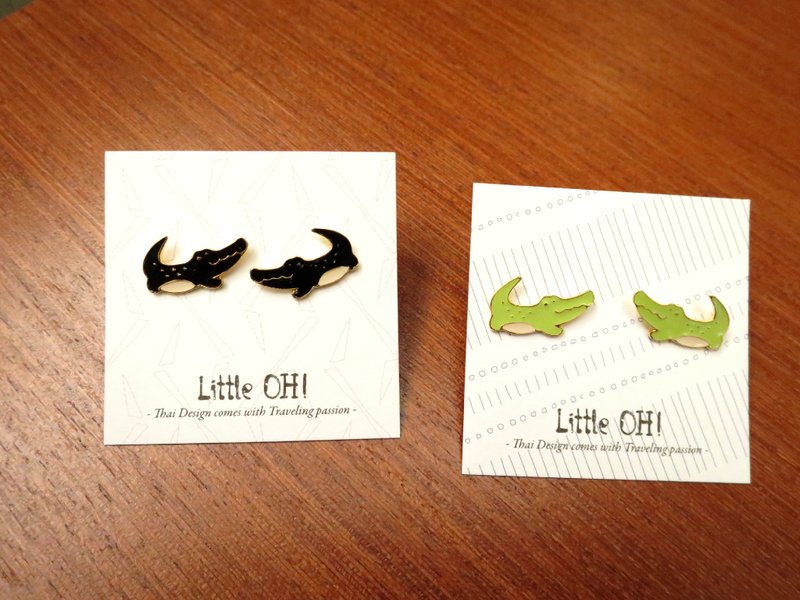 Crocodile belly fat hand-made earrings - ต่างหู - โลหะ 