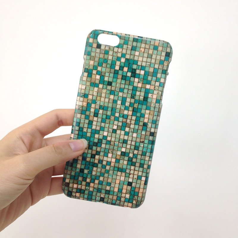 mint teal turquoise tile pattern 3D Full Wrap Phone Case, available for  iPhone 7, iPhone 7 Plus, iPhone 6s, iPhone 6s Plus, iPhone 5/5s, iPhone 5c, iPhone 4/4s, Samsung Galaxy S7, S7 Edge, S6 Edge Plus, S6, S6 Edge, S5 S4 S3  Samsung Galaxy Note 5, Note 4 - Phone Cases - Plastic Green