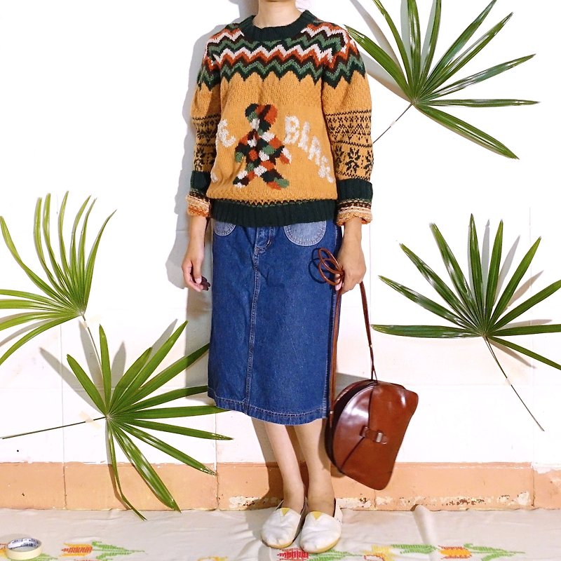 BajuTua / vintage / color orange sweater Xiong Jin Dynasty - Women's Sweaters - Wool Orange