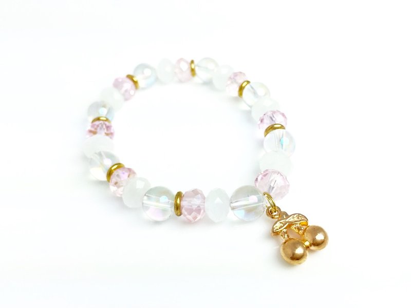 "Ice drill white crystal x bronze cherry" - Bracelets - Other Materials White