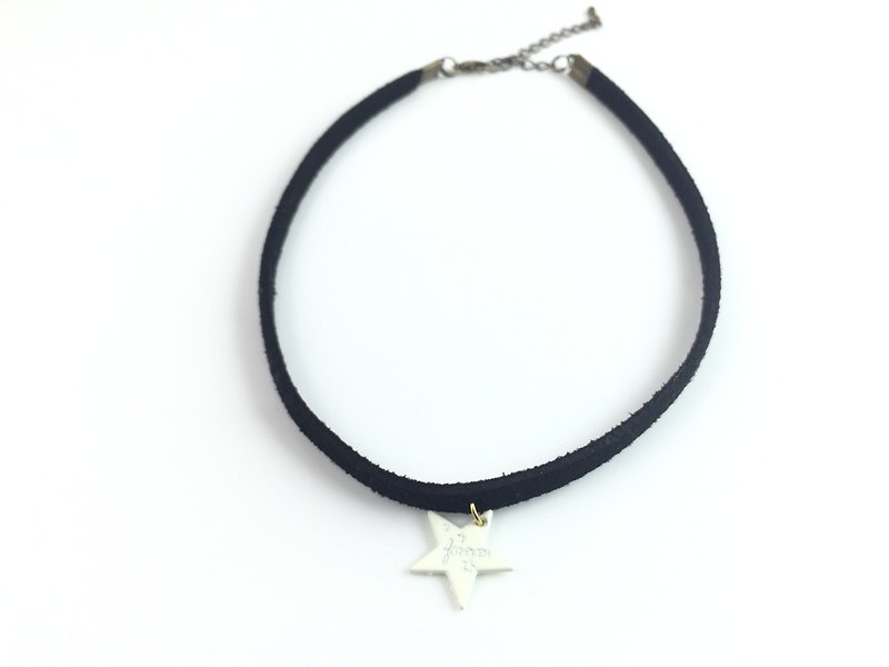 "White Star Necklace" - Necklaces - Genuine Leather Black