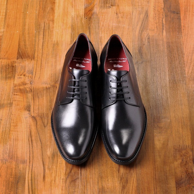 Vanger elegant and beautiful ‧ simple and elegant texture style Derby shoes Va178 classic black made in Taiwan - รองเท้าอ็อกฟอร์ดผู้ชาย - หนังแท้ สีดำ