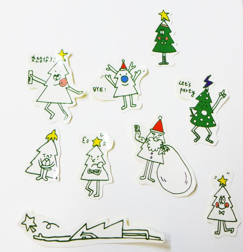 Mori Christmas tree emotions [give me a little color version] | Stickers - สติกเกอร์ - กระดาษ สีเขียว