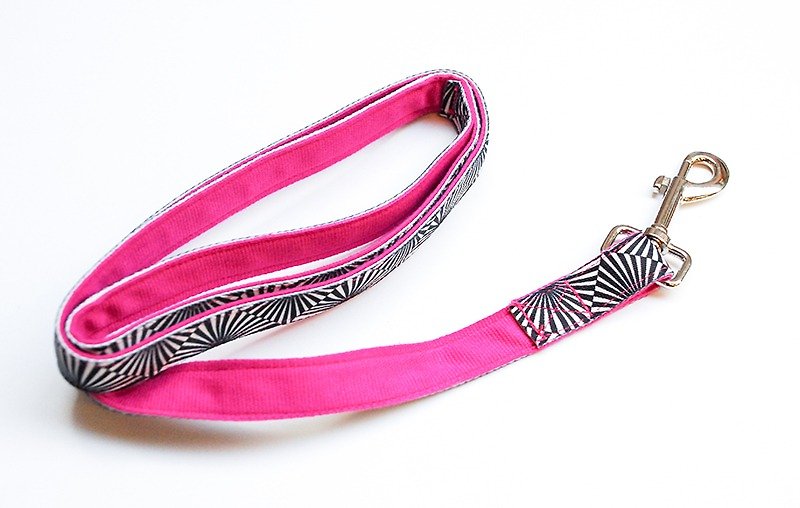 牽繩(大) 撞色黑白紋 (適用L、M胸背及項圈) - 貓狗頸圈/牽繩 - 繡線 紫色