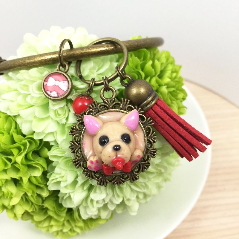 Department ● baby pacifier tie gentleman Act bite dog fighting super bright red keychain limited handmade ● ● Made in Taiwan - ที่ห้อยกุญแจ - ดินเหนียว สีแดง