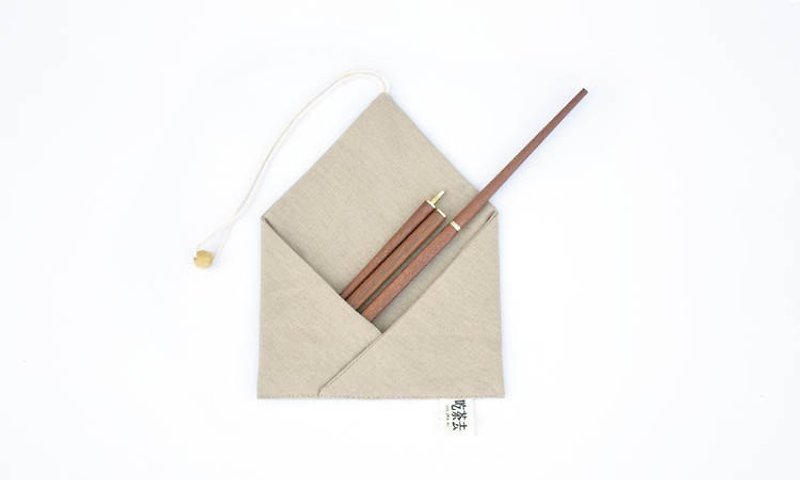 喫茶去原創設計 便攜折疊筷 紅檀布套 - 筷子/筷子架 - 木頭 咖啡色