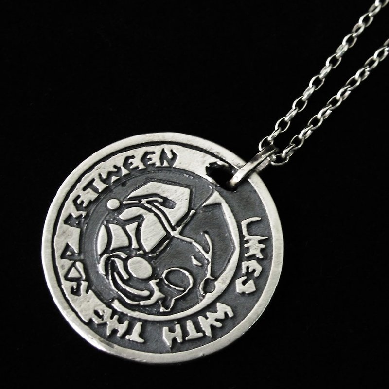 Happy and Sad Clown Pattern Yin and Yang Engraved Silver (without Chain)-ART64 - Necklaces - Sterling Silver Silver