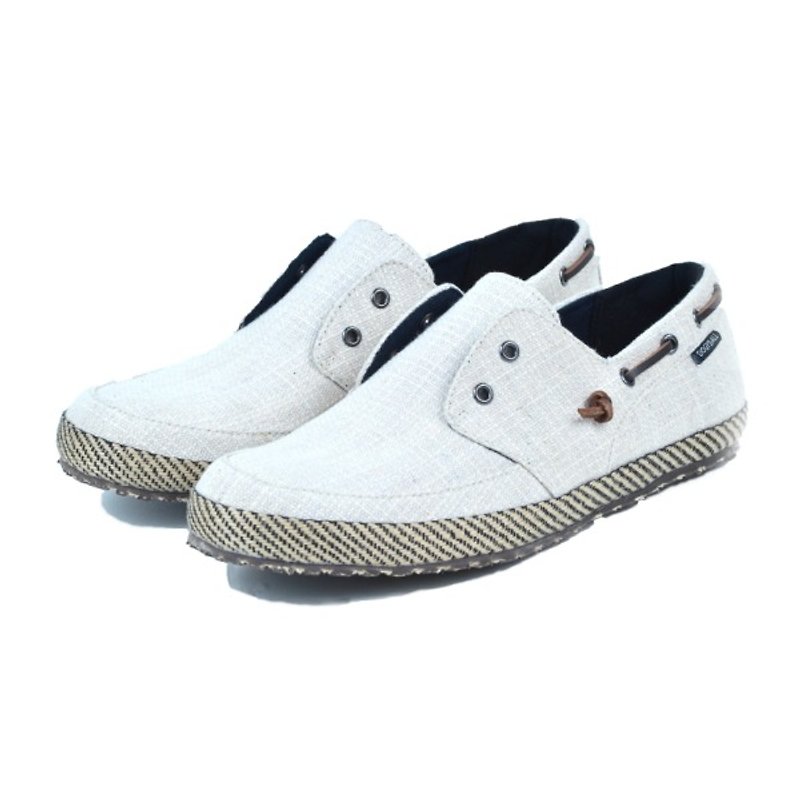 [Dogyball] Laces-free Simple Lazy Sailing Shoes Rubber Bottom Material Breathable Upper Free Shipping - รองเท้าอ็อกฟอร์ดผู้ชาย - ผ้าฝ้าย/ผ้าลินิน ขาว