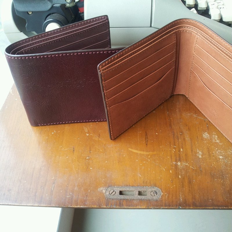 手工皮件 / 八卡短皮夾-嚮往茶   ** isni手作り革專門店** - Wallets - Genuine Leather Brown