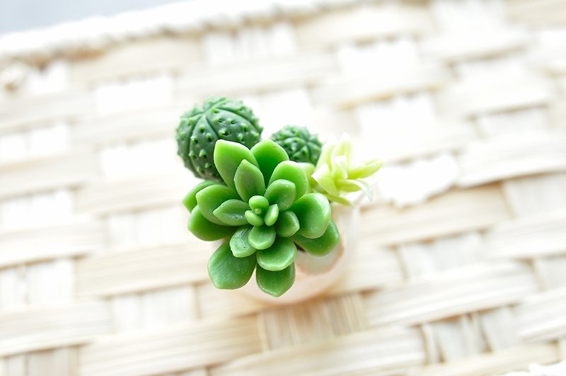 Sweet Dream☆Mini Clay Bionic Succulent Plant Combination Small Pot C - Items for Display - Clay Green