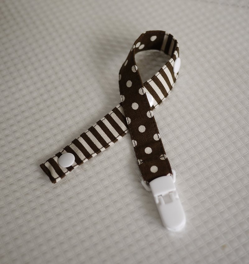 Adjustable pacifier chain = when you meet the stripes = coffee - Bibs - Other Materials Brown