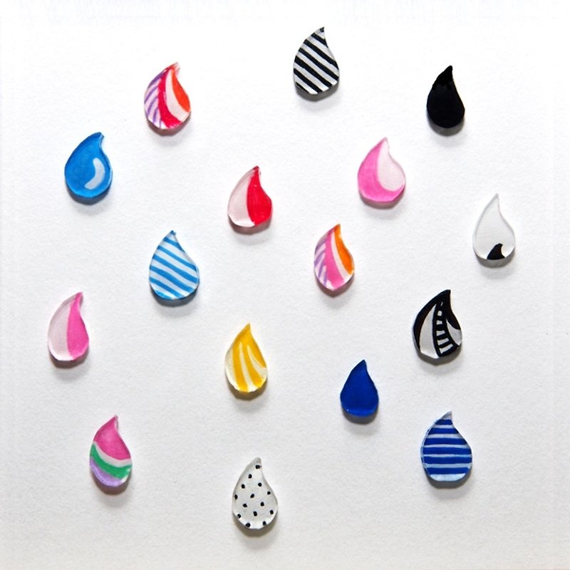 塑膠 耳環/耳夾 粉紅色 - 點點們  一對入手繪手作飾品