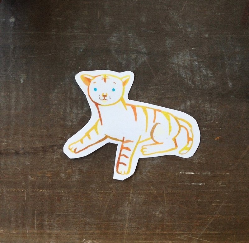 Waterproof sticker on a long neck tiger living in school / 5 - สติกเกอร์ - กระดาษ สีทอง