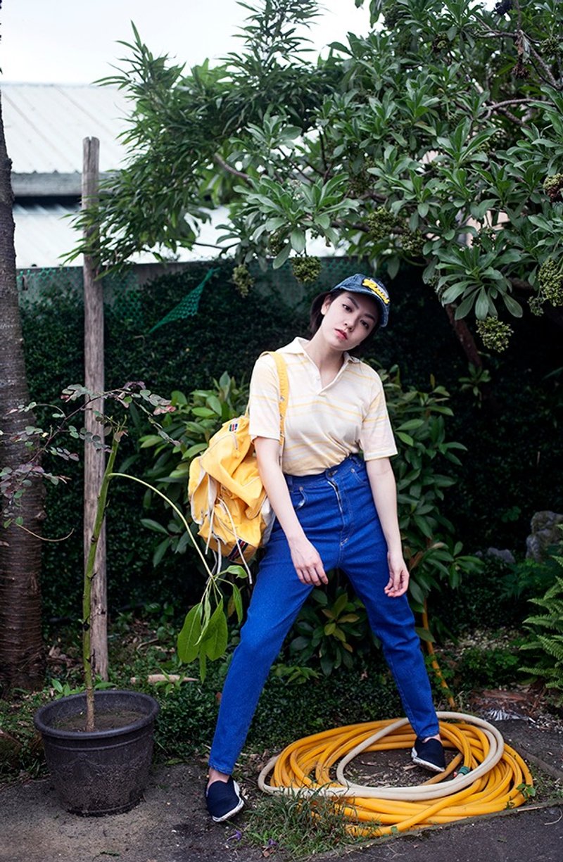 Vintage high waist pants - กางเกงขายาว - วัสดุอื่นๆ สีน้ำเงิน