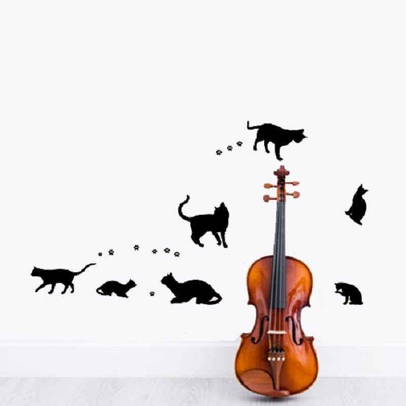 "Smart Design" creative non-marking wall sticker◆ Play with cats in 8 colors - Wall Décor - Plastic Black