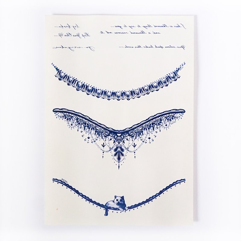 LAZY DUO Spiritual Romantic Artistic Temporary Tattoo Stickers { SET 08 } - Chokers - Paper Blue