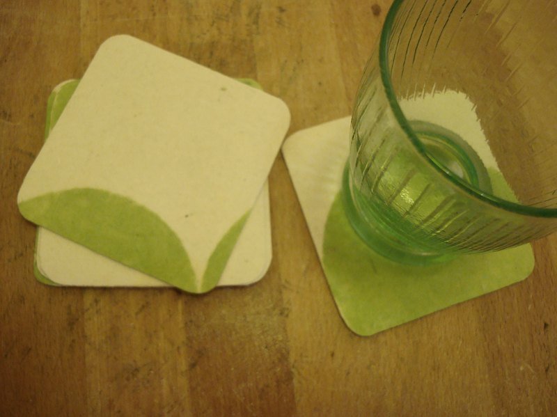 Spring paper coaster (green) - ที่รองแก้ว - กระดาษ 