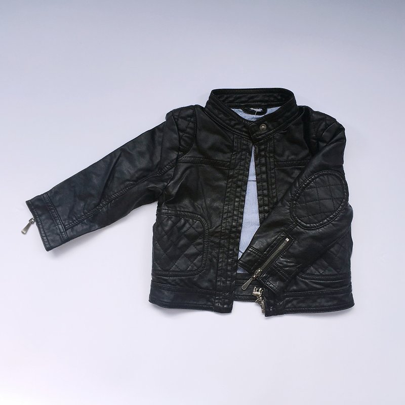 日安朵朵 / 美國原裝 FMC Vegan Leather男童帥氣皮夾克外套 - 其他 - 真皮 黑色