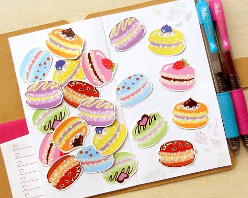Magsterarts插圖與設計 馬卡龍貼紙 (27入) - 法式甜點貼紙組 - French Macaron Stickers