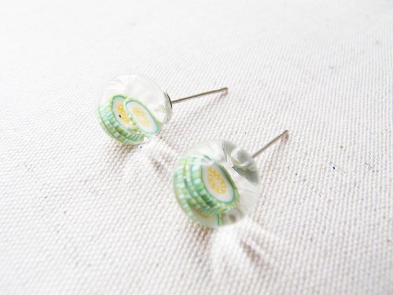 ＊Rosy Garden＊Melon water inside glass ball stud earrings - Earrings & Clip-ons - Glass 