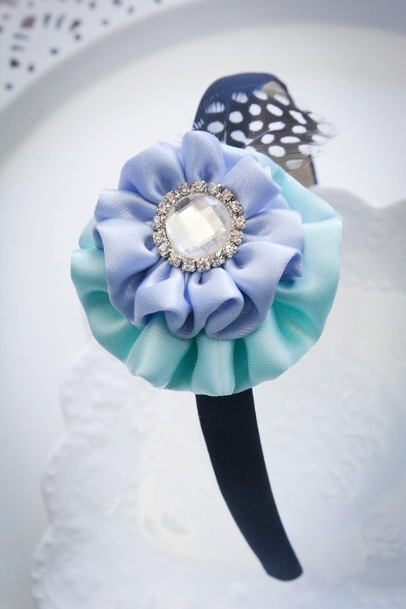 Water blue princess handmade headband - Hair Accessories - Other Materials Blue
