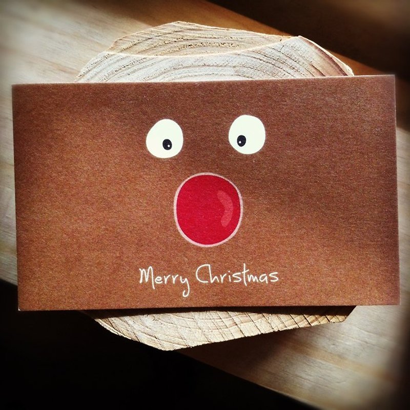 KerKerland - Elk Red Nose - Small Card (Business Card Size) - Cards & Postcards - Paper Brown