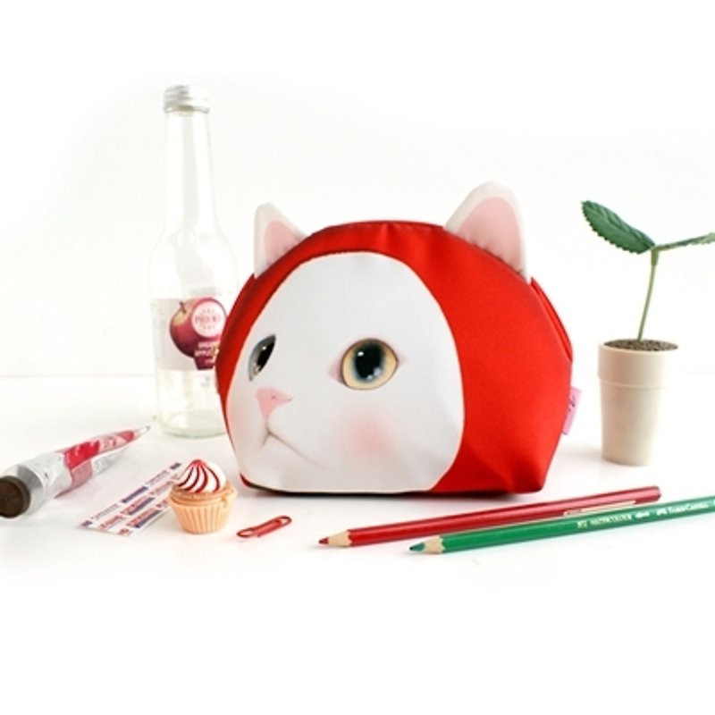 JETOY, Choo choo sweet cat doll cosmetic bag _Red hood (J1309104) - Toiletry Bags & Pouches - Cotton & Hemp Multicolor