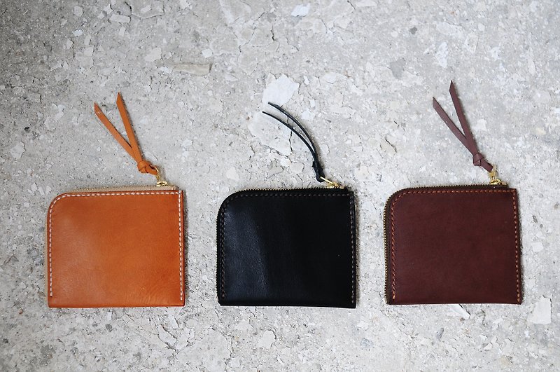 Hand Stitched Leather 3-in-1 Wallet - กระเป๋าใส่เหรียญ - หนังแท้ สีนำ้ตาล
