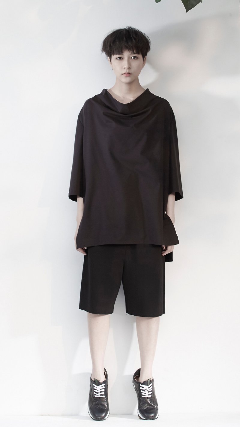 TRAN - Leisure elastic knitted breeches - กางเกงขายาว - วัสดุอื่นๆ สีดำ
