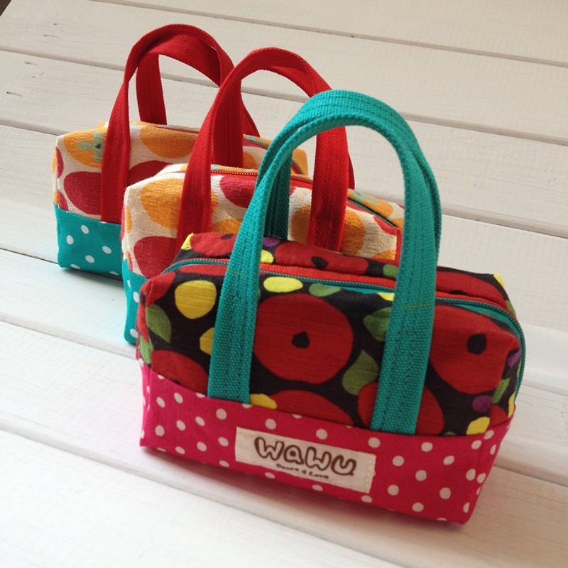 WaWu No.7 Bag/Petite Pouch/ small mini zipper pouch - Handbags & Totes - Cotton & Hemp Pink