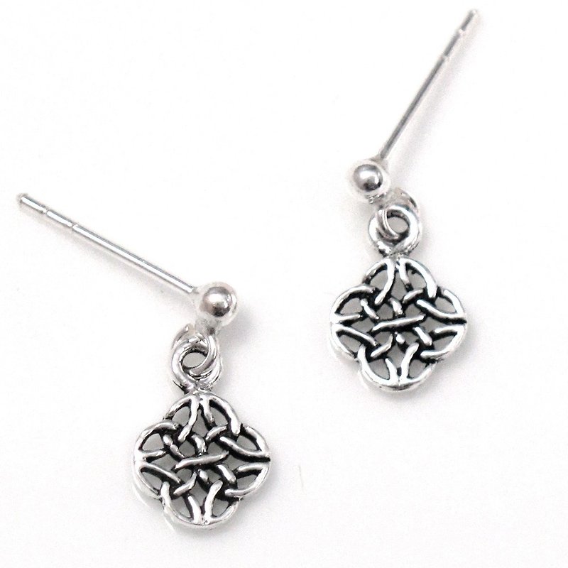 Sterling silver earrings woven flower sterling silver earrings totem shape -ART64 - Earrings & Clip-ons - Sterling Silver Gray