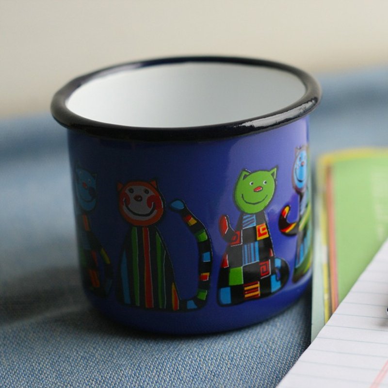 Smaltumプラハエナメルカップジオメトリニャーマイク_サファイア（350ミリリットル）<FDN000053> - マグカップ - 琺瑯 ブルー