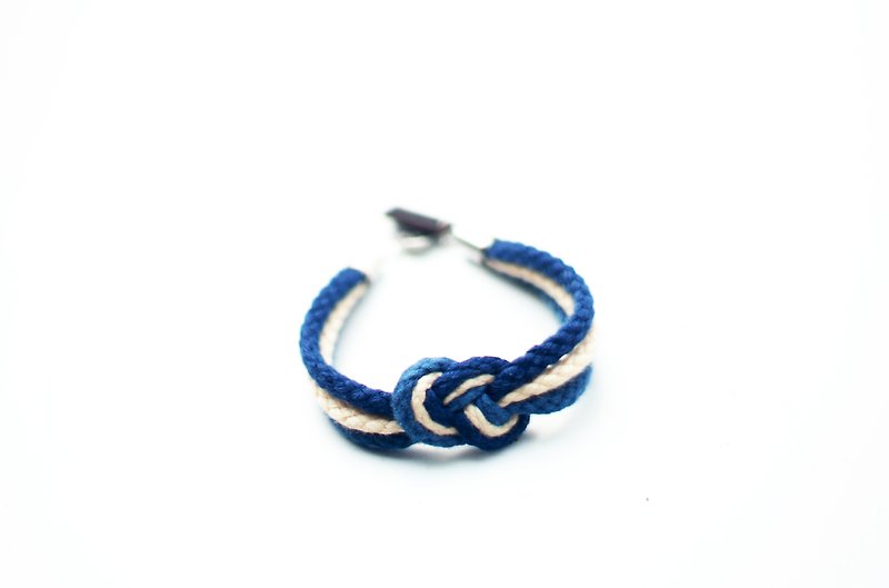 Spring special series sailor knot strap wave version of the original design by Captain Ryan - สร้อยข้อมือ - ผ้าฝ้าย/ผ้าลินิน สีน้ำเงิน