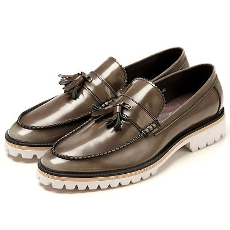 US-‧ Vanger elegant sense of avant-garde tide flow Sule Fu platform shoes ∥Va143 metallic gray - Men's Casual Shoes - Genuine Leather Gray