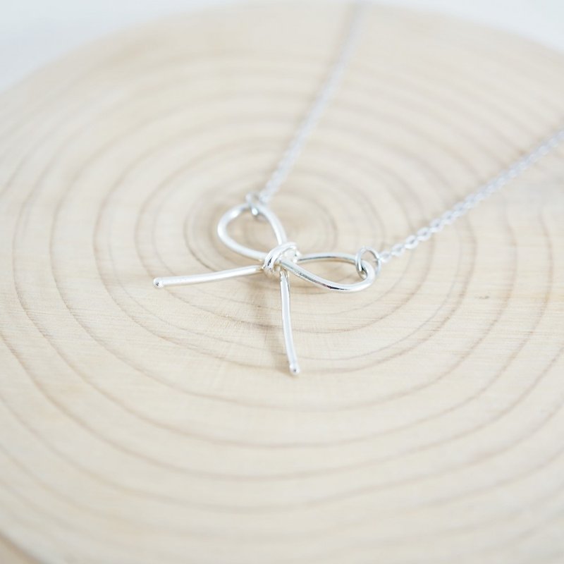 Bow-Knot Sterling Silver Necklace - Necklaces - Sterling Silver Silver