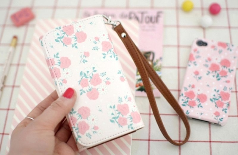 Korea [Afrocat] smart pouch chocolabel pink rose sundries small bag - กระเป๋าเครื่องสำอาง - หนังเทียม สึชมพู