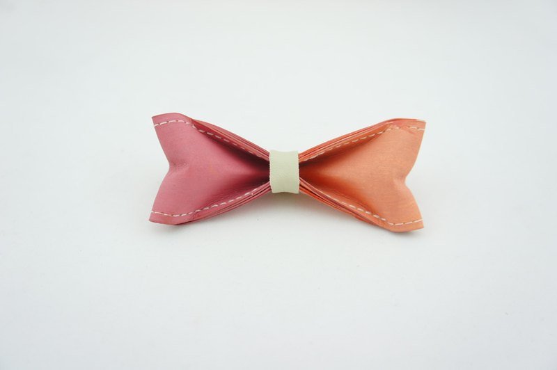 「Paper Bow Tie」紙領結 雙色系列- No.207（蜜桃粉 亮粉橘） - 領帶/領帶夾 - 防水材質 粉紅色