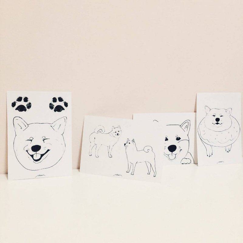手繪明信片 - 柴犬的日常系列(四張特惠組合) - 卡片/明信片 - 紙 