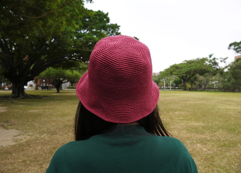 A mother's hand-made hat-autumn and winter cotton rope hat-simple round hat-retro wine red / Valentine's Day - หมวก - ผ้าฝ้าย/ผ้าลินิน สีดำ