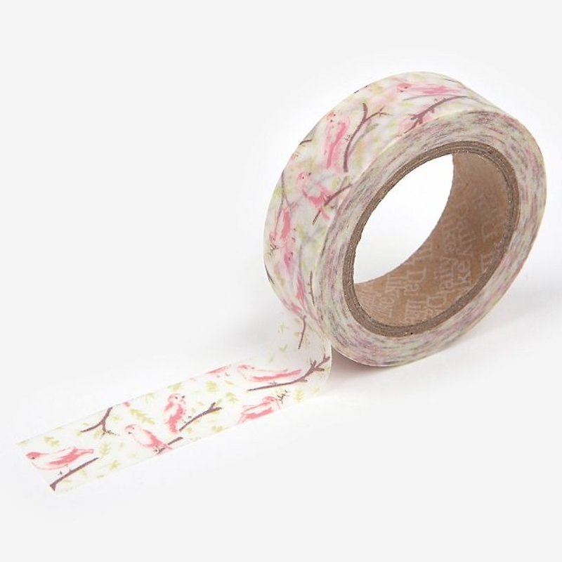 Dailylike-single roll of paper tape 27 - birds flowers, E2D20608 - Washi Tape - Paper Pink